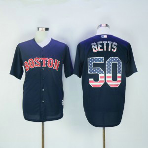 MLB Red Sox 50 Mookie Betts Dark USA Flag Blue New Cool Base Men Jersey