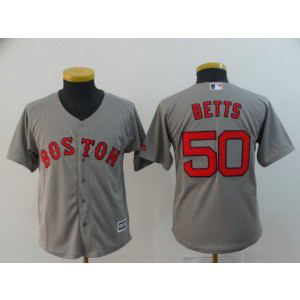 MLB Red Sox 50 Mookie Betts Gray Cool Base Youth Jersey