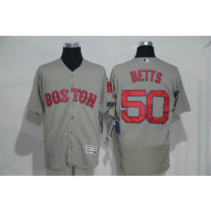 MLB Red Sox 50 Mookie Betts Grey Flexbase Men Jersey