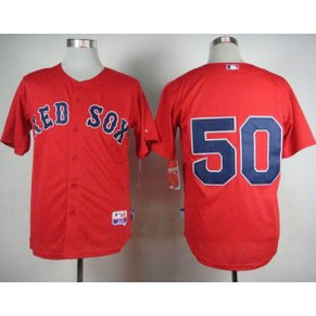MLB Red Sox 50 Mookie Betts Red Cool Base Men Jersey