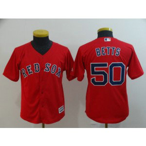 MLB Red Sox 50 Mookie Betts Red Cool Base Youth Jersey