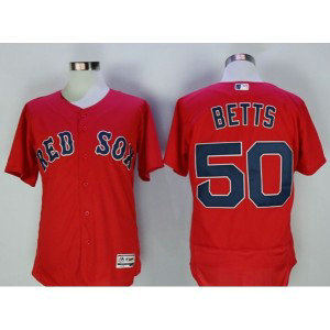MLB Red Sox 50 Mookie Betts Red Flexbase Men Jersey