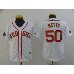 MLB Red Sox 50 Mookie Betts White 2019 Gold Program Cool Base Youth Jersey