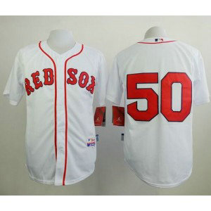 MLB Red Sox 50 Mookie Betts White Cool Base Men Jersey