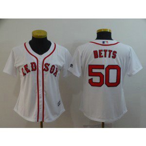 MLB Red Sox 50 Mookie Betts White Cool Base Women Jersey