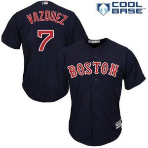 MLB Red Sox 7 Christian Vazquez Navy Cool Base Men Jersey