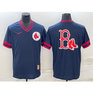 MLB Red Sox Blank Blue Baseball Logo Nike Throwback Men Jersey