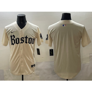 MLB Red Sox Blank Cream Nike Cool Base Men Jersey