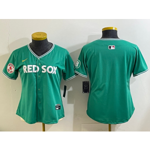 MLB Red Sox Blank Green Nike Cool Base Women Jersey
