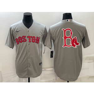 MLB Red Sox Blank Grey Baseball Logo Nike Men Jersey