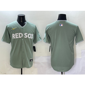 MLB Red Sox Blank Grey Nike Cool Base Men Jersey