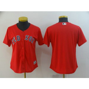 MLB Red Sox Blank Red Cool Base Women Jersey