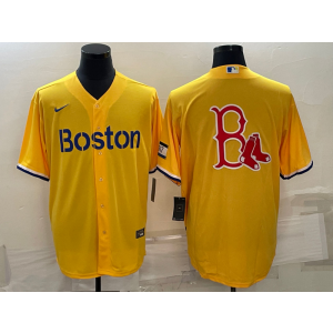 MLB Red Sox Blank Yellow Baseball Logo Nike Men Jersey