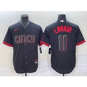 MLB Reds 11 Barry Larkin Black 2023 City Connect Nike Cool Base Men Jersey