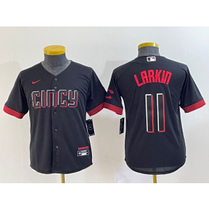 MLB Reds 11 Barry Larkin Black 2023 City Connect Nike Cool Base Youth Jersey