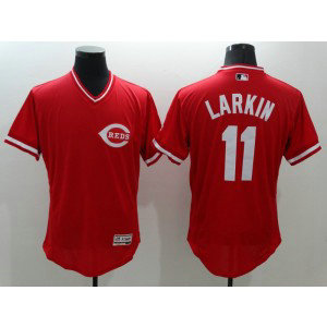 MLB Reds 11 Barry Larkin Red Cooperstown Flexbase Men Jersey