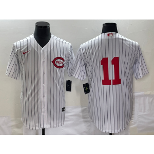 MLB Reds 11 Barry Larkin White 2022 Field of Dreams Nike Cool Base Men Jersey