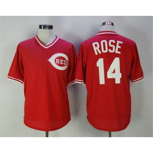 MLB Reds 14 Pete Rose 1976 BP Throwback Men Jersey