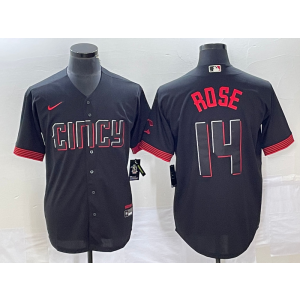 MLB Reds 14 Pete Rose Black 2023 City Connect Nike Cool Base Men Jersey