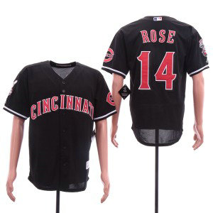 MLB Reds 14 Pete Rose Black Cool Base Men Jersey