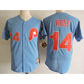 MLB Reds 14 Pete Rose Blue Cooperstown Collection Men Jersey