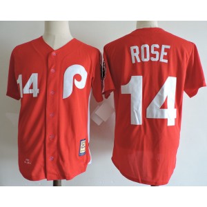 MLB Phillies 14 Rose red Throwback Men Jersey