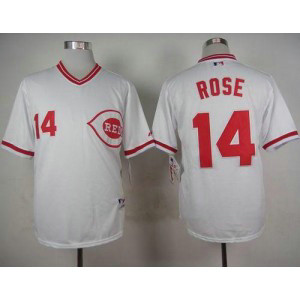 MLB Reds 14 Pete Rose White 1990 Turn Back The Clock Men Jersey