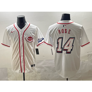 MLB Reds 14 Pete Rose White 2025 Speedway Classic Nike Cool Base Men Jersey