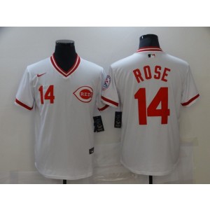 MLB Reds 14 Rose White Blank Nike Cool Base Men Jersey