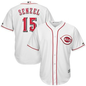 MLB Reds 15 Nick Senzel White Cool Base Men Jersey