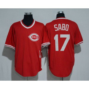 MLB Reds 17 Chris Sabo Red Throwback Men Jersey