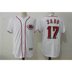 MLB Reds 17 Chris Sabo White Cool Base Men Jersey