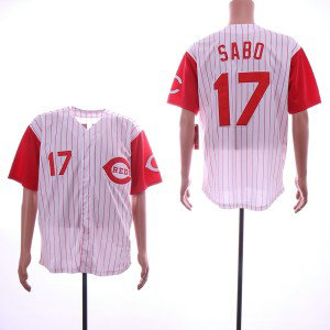 MLB Reds 17 Chris Sabo White Throwback Men Jersey