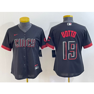 MLB Reds 19 Joey Votto Black 2023 City Connect Nike Cool Base Women Jersey