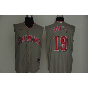 MLB Reds 19 Joey Votto Gray Nike Cool Base Sleeveless Men Jersey