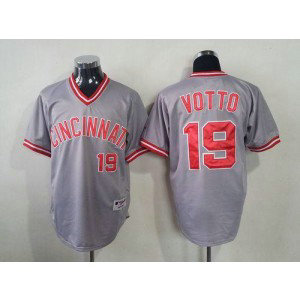 MLB Reds 19 Joey Votto Grey 1991 Turn Back The Clock Men Jersey