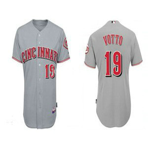 MLB Reds 19 Joey Votto Grey Cool Base Men Jersey