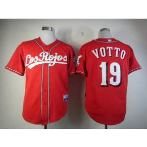 MLB Reds 19 Joey Votto Red Alternate Los Rojos Cool Base Men Jersey