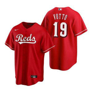 MLB Reds 19 Joey Votto Red Nike Cool Base Men Jersey