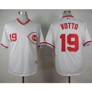 MLB Reds 19 Joey Votto White 1990 Turn Back The Clock Men Jersey