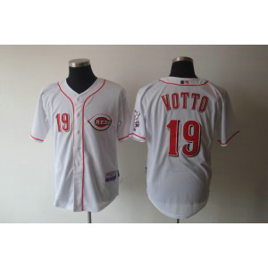 MLB Reds 19 Joey Votto White Cool Base Men Jersey
