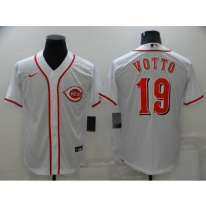 MLB Reds 19 Joey Votto White Nike Cool Base Men Jersey