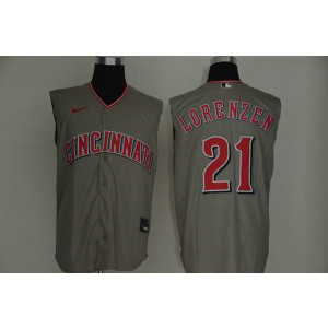 MLB Reds 21 Michael Lorenzen Gray Nike Cool Base Sleeveless Men Jersey