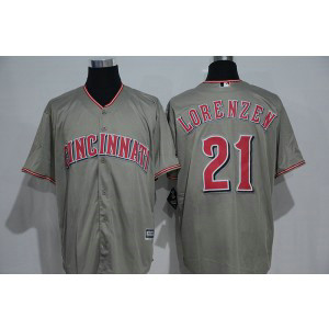 MLB Reds 21 Michael Lorenzen Grey New Cool Base Men Jersey