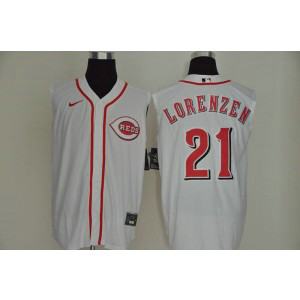 MLB Reds 21 Michael Lorenzen White Nike Cool Base Sleeveless Men Jersey