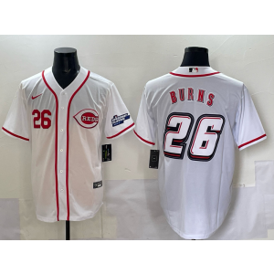 MLB Reds 26 Burns White 2025 Speedway Classic Nike Cool Base Men Jersey