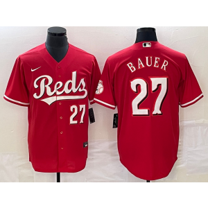 MLB Reds 27 Bauer Red Nike Cool Base Men Jersey