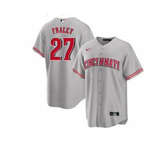MLB Reds 27 Jake Fraley Grey Nike Cool Bae Men Jersey
