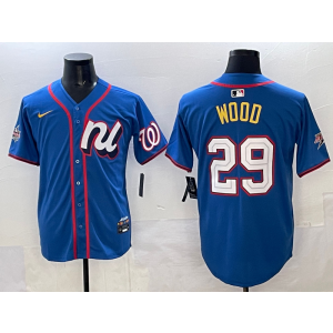MLB Reds 29 Wood Blue National League 2025 All Star Nike Cool Base Men Jersey