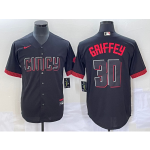 MLB Reds 30 Ken Griffey Black 2023 City Connect Nike Cool Base Men Jersey